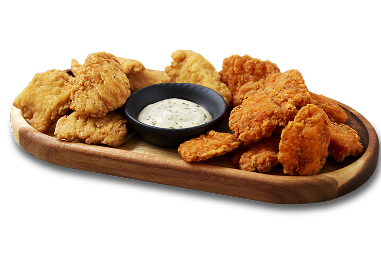 Broaster popcorn chicken and ranch dipping sauce